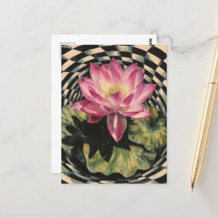 Rosa Lotus Flower Black White Surreal Vykort