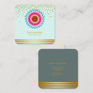 Rosa Lotus Flower Confetti Yoga Meditation Spa Fyrkantigt Visitkort