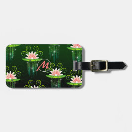 Rosa Lotus Flower Grönt BG Personalize Luggage Bagagebricka