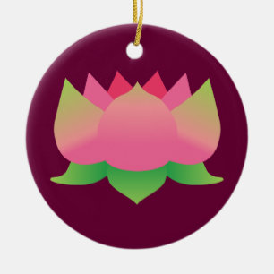 Rosa Lotus Flower Julgransprydnad Keramik