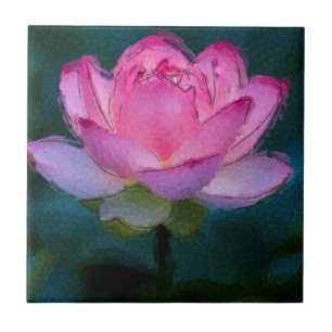 Rosa Lotus Flower Kakelplatta