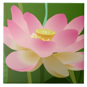 Rosa Lotus Flower Kakelplatta