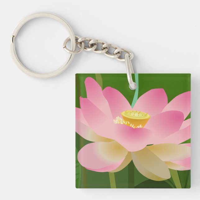 Rosa Lotus Flower Keychain (Framsidan)