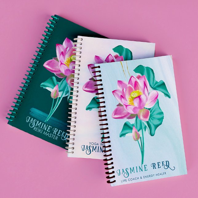 Rosa Lotus Flower | Livbussar och energivärmare Anteckningsbok (Serene hand painted lotus flower for a life coach notebook gift!)