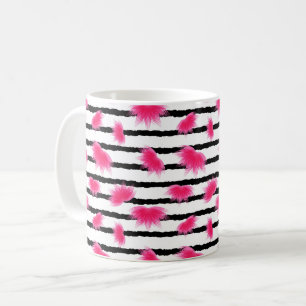 Rosa Lotus Flower Mönster med Black Rand Kaffemugg