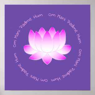 Rosa Lotus Flower om Mani Padme Hum Print Poster
