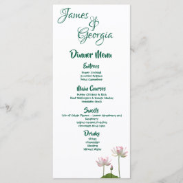 Rosa Lotus Flower Personlig Bröllop Meny