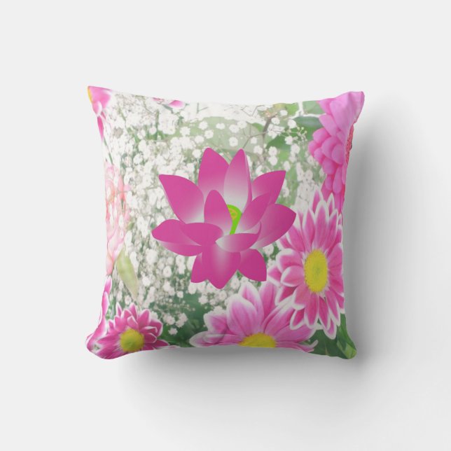 Rosa Lotus Flower Soft Pillow Kudde (Framsida)