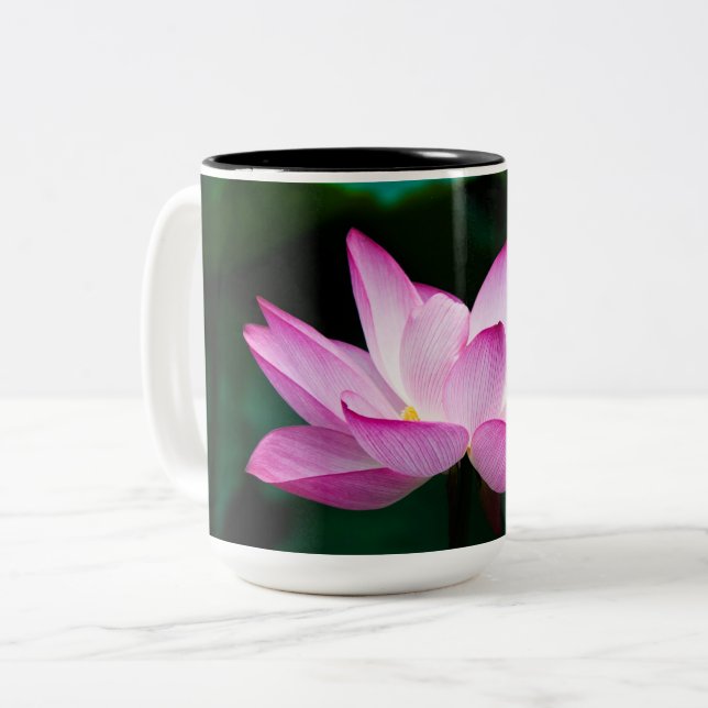 Rosa Lotus Flower Två-Tonad Mugg (Framsida vänster)