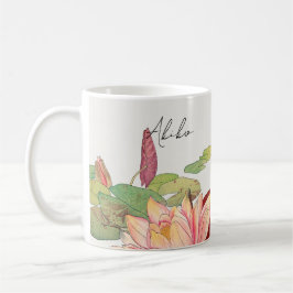Rosa Lotus Flower Vintage Japansk Art-skript Namn Kaffemugg