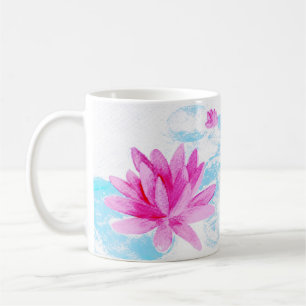 Rosa Lotus Flower Watercolor Painting Kaffemugg