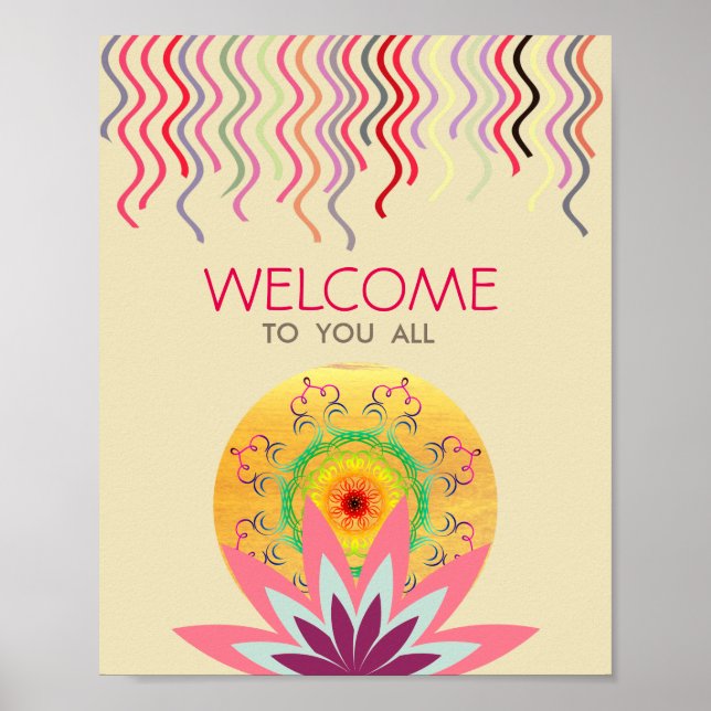 Rosa Lotus Flower Yoga Healing Health Poster (Framsidan)