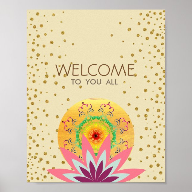 Rosa Lotus Flower Yoga Healing Health Poster (Framsidan)