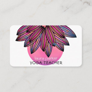 Rosa Lotus Flower Yoga Meditation Lärare Business Visitkort