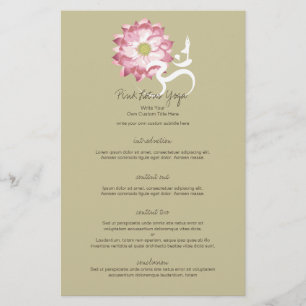 Rosa Lotus Flower Yoga & Zen Calligraphy Om Aum Flygblad