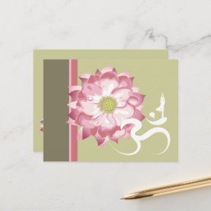 Rosa Lotus Flower Yoga & Zen Calligraphy Om Aum Vykort
