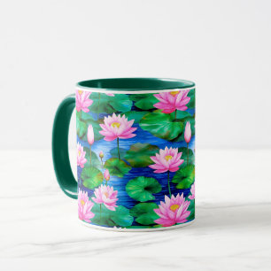Rosa Lotus Flowers på en damm Mugg