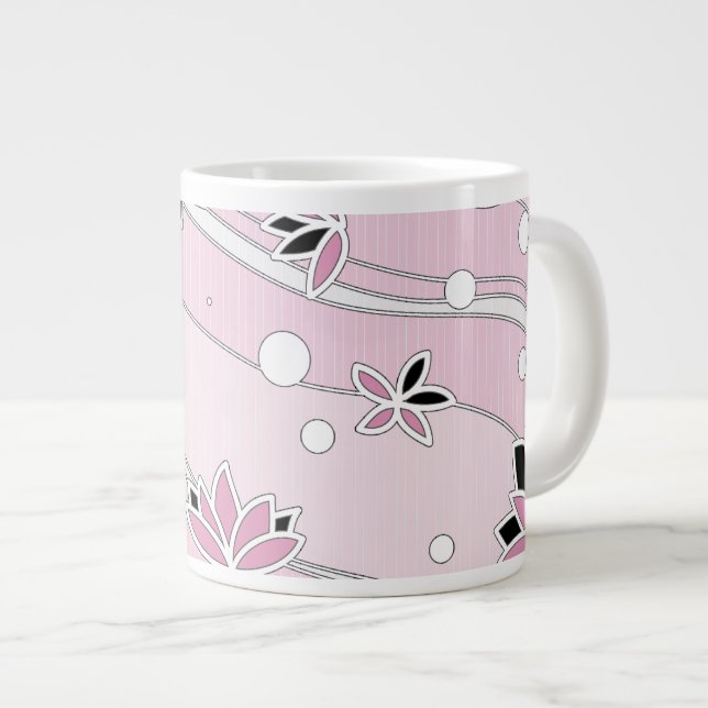 Rosa Lotus Flowers på Rosa Rand Jumbo Mugg (Framsida höger)