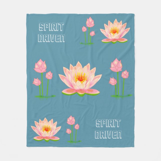 Rosa Lotus Flowers på Teal Fleece Blanket (Framsidan)