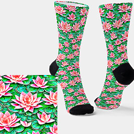 Rosa Lotus Flowers står upp på Grönt Löv