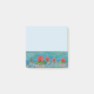Rosa Lotus Flowers teckning art Notes Post-it Block