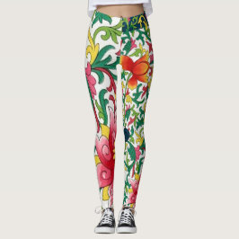 Rosa Lotus Garden Botanical Chinoiserie Leggings