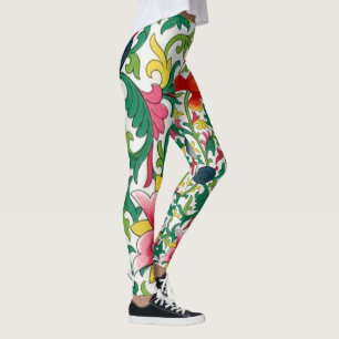 Rosa Lotus Garden Botanical Chinoiserie Leggings
