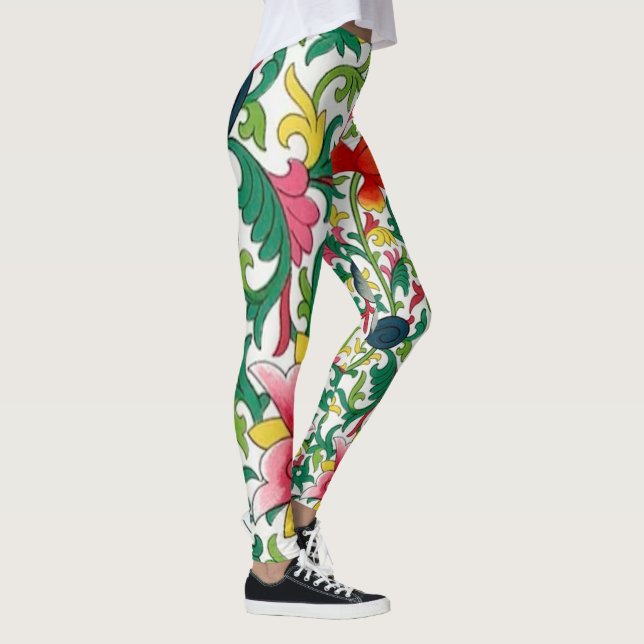 Rosa Lotus Garden Botanical Chinoiserie Leggings (Höger)