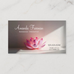 Rosa Lotus i behandling med mjukt ljus massage Visitkort