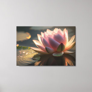 Rosa Lotus i Kanvastrycket Morgonljus Stretched Canvastryck