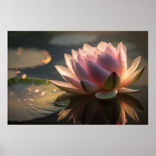 Rosa lotus i morgonljus affisch
