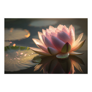Rosa Lotus i morse Light Photo EnUtvidgning Fototryck