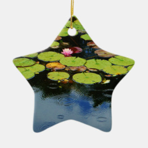 Rosa lotus i Rain Julgransprydnad Keramik
