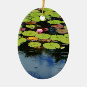 Rosa lotus i Rain Julgransprydnad Keramik