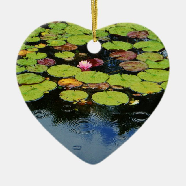 Rosa lotus i Rain Julgransprydnad Keramik (Framsidan)