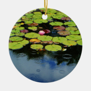 Rosa lotus i Rain Julgransprydnad Keramik