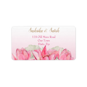 Rosa lotus Indian bröllop Adressetikett