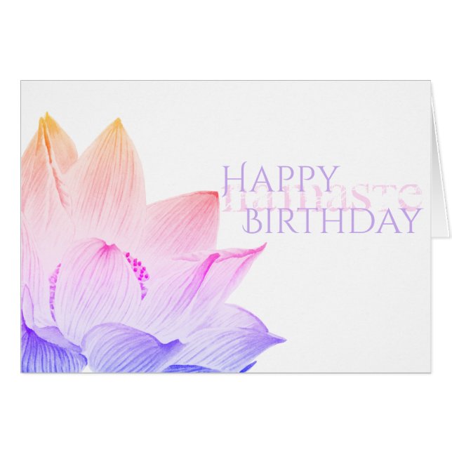 *~* Rosa Lotus Lavender Birthday Namaste Hälsningskort (Framsidan Horizontal)