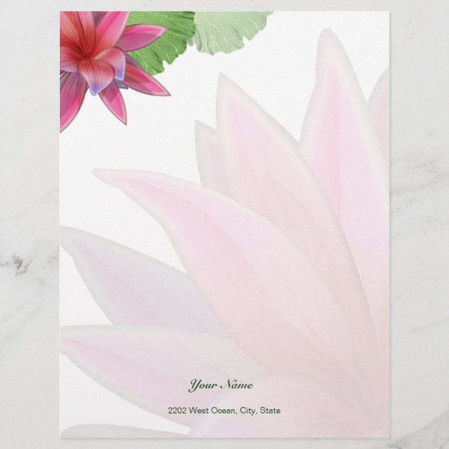 Rosa Lotus Letterhead Stationery Brevhuvud (Framsida)