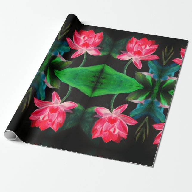 Rosa Lotus Mat Wrapplingsduk Presentpapper (Utrullad)