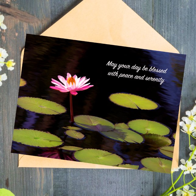 Rosa Lotus Med Fred Och Serenitet Postkort Vykort (Embrace peace and serenity with this inspiring pink lotus, symbolizing purity and beauty.)