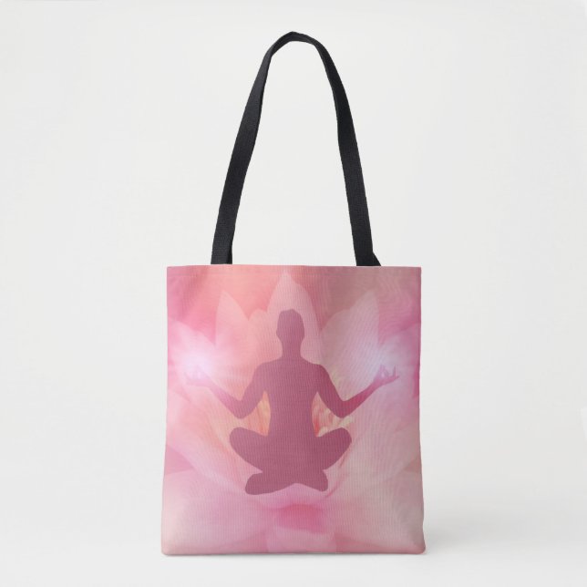 Rosa Lotus Meditation Energy Yoga Tote Bag Tygkasse (Framsida)