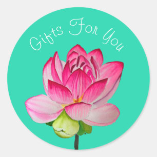 Rosa Lotus moderna design Gift business branding Runt Klistermärke