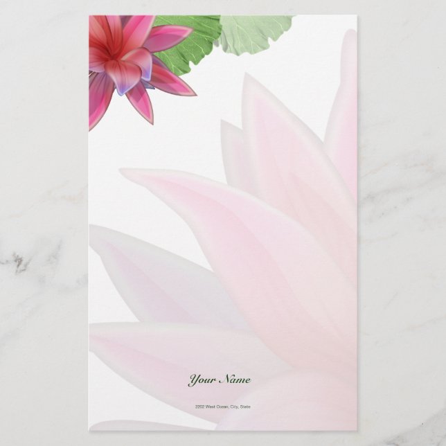 Rosa Lotus Stationery Brevpapper (Framsida)