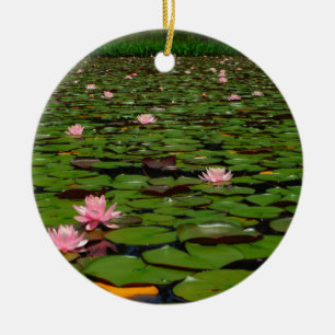 Rosa lotus vatten liljeblomma pond julgransprydnad keramik