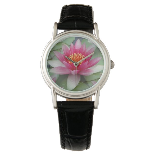 Rosa Lotus Vatten Lily Armbandsur (Framsida)