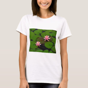 Rosa lotus vatten lily blomsterträdgård. tee shirt