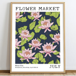 Rosa Lotus Vatten Lily juli Birkeland Flower Marke Poster