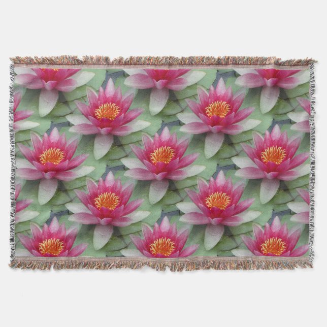 Rosa Lotus Vatten Lily Throw Blanket Filt (Framsidan)