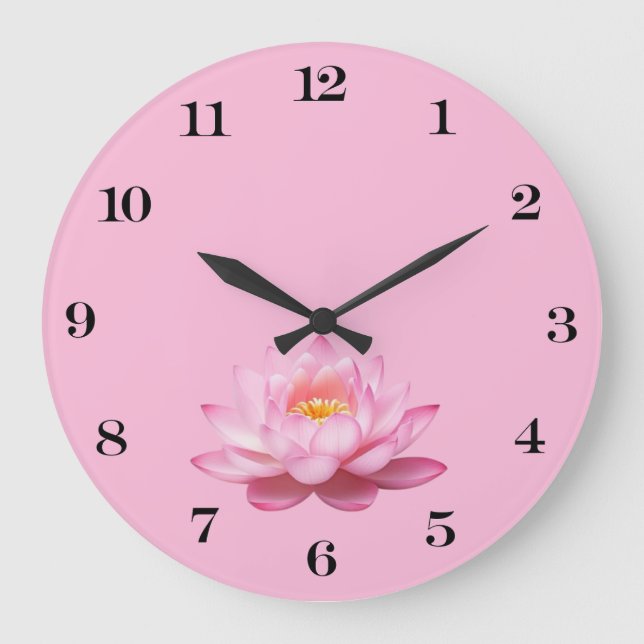 Rosa Lotus Wall Clock Stor Klocka (Framsida)